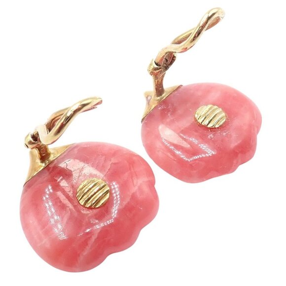 Authentic Tiffany & Co Angela Cummings 18k Yellow Gold Pink Stone Petal Earrings - Picture 5 of 12